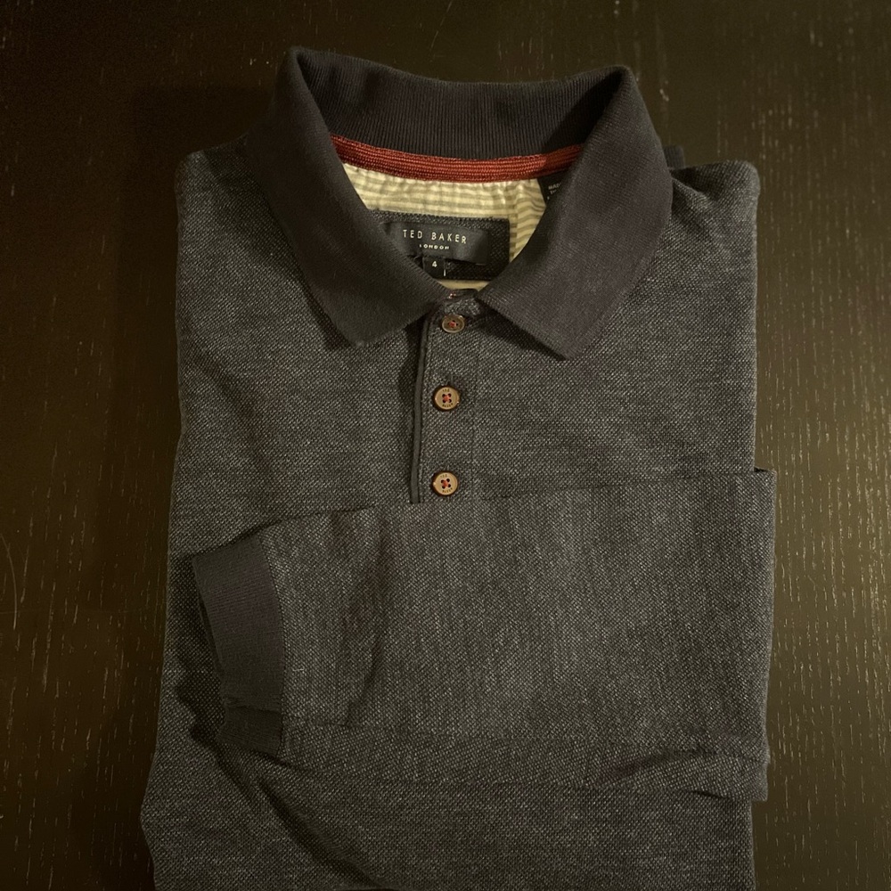 Ted Baker Blue Long Sleeve Polo